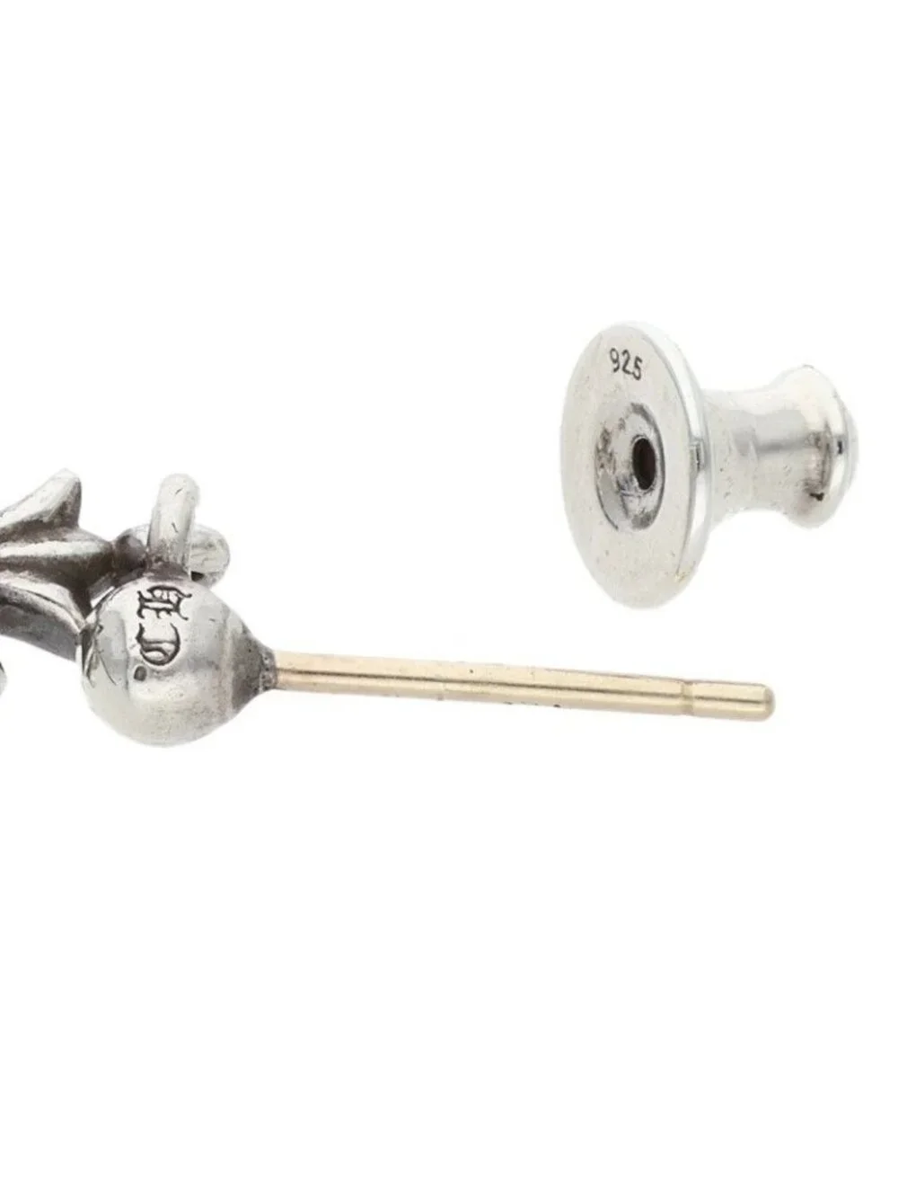 Chrome Hearts Tny CH Pls 1 Tiny Ech Plus Drop Silver Earrings